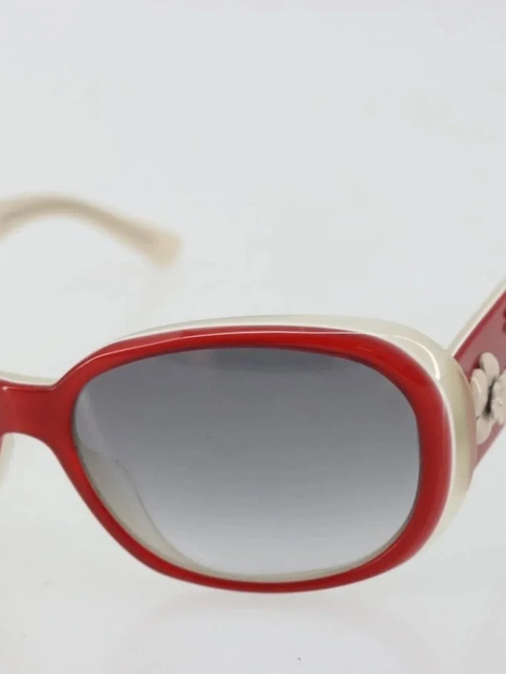CHANEL Camelia Sunglasses plastic Red 5113 CC Auth YKZ1411A